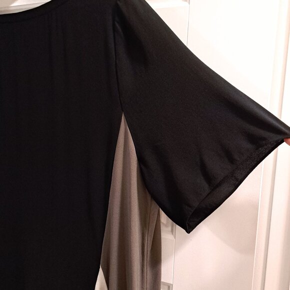 Eileen Fisher Silk Georgette Crepe Colorblock Shift Dress Size XL - Picture 3 of 7